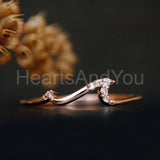 0.07ct Round Cut Moissanite Wave Dainty Engagement Ring 14K Rose Gold Plated