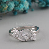 0.5ct Round Cut Moissanite Floral Vine Engagement Ring 14k White Gold Plated