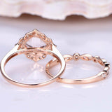 2ct Cushion Peach Morganite Vitange Floral Engagement Ring 14k Rose Gold Finish