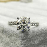2Ct Round Cut Diamond Solitaire with Accents Engagement Ring 14K White Gold Over