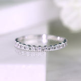 0.3ct Round Cut Moissanite Minimalist Women Wedding Band 14k White Gold Plated
