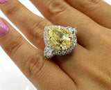 7Ct Pear Cut Yellow Sapphire Cocktail Halo Engagement Ring 14K White Gold Finish
