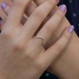 0.4ct Wedding Ring Band Round Cut Diamond Curved Minimalist 14k Yellow Gold Over