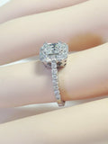 2Ct Radiant Cut Diamond Halo Engagement Ring 14K White Gold Finish Round Accents
