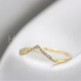 0.12ct Round Cut Moissanite Curved Stackable Wedding Band 14k Yellow Gold Plated