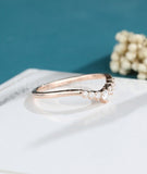 0.3ct Round Cut Moissanite Curved Women Wedding Band 14k Rose Gold Plated