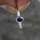 0.5ct Oval Cut Blue Sapphire Bezel Set Solitaire Women Ring 14k WhiteGold Finish