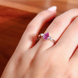0.5ct Pear Simulated Pink Sapphire Trilogy Engagement Ring 14k White Gold Plated