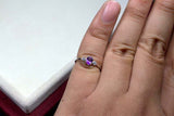 0.25ct Engagement Ring Oval Cut Amethyst Minimalist Trilogy 14k White Gold Over