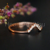 0.15ct Round Cut Moissanite Curved Solitaire Engagement Ring 14K RoseGold Plated