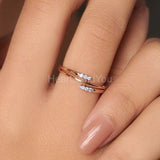 0.2ct Round Cut Moissanite Bypass Style Engagement Ring 14k Rose Gold Plated