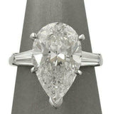 4.5ct Pear Cut DVVS1 Diamond Baguette Accent Engagement Ring 14K White Gold Over