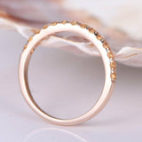 1ct Round Cut Yellow Citrine Half Eternity Wedding Band Ring 14k RoseGold Finish