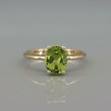 1.5ct Oval Cut Green Peridot Engagement Ring Solitaire 14k Yellow Gold Finish