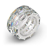 10Ct Emerald Cut Diamond East West Cocktail Eternity Band 14K White Gold Finish