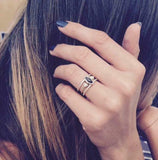 2.2ct Marquise Cut Black Diamond Double Band Ring Set 14k Yellow Gold Finish