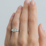 2ct Emerald Cut Diamond Solitaire Step Baguette Accents Ring 14k White Gold Over
