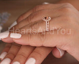 1.2ct Oval Cut Simulated Peach Morganite Halo Bridal Set 14k Rose Gold Plated