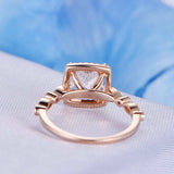 1ct Cushion Cut Morganite Solitaire Accent Engagement Ring 14k Rose Gold Finish
