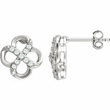 0.5ct Round Cut Diamond Clover Infinity Stud Earring Women 14k White Gold Finish