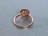 2ct Round Cut Peach Morganite Halo Solitaire Engagement Ring 14k RoseGold Finish