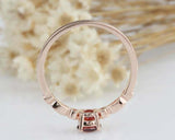 1ct Round Cut Red Garnet Engagement Ring Solitaire with Accent 14k RoseGold Over