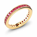 2ct Round Cut Pink Ruby Wedding Band Ring Milgrain Eternity 14k Rose Gold Finish