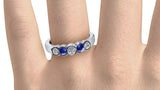 2.1ct Round Cut Alternate Sapphire Diamond Five Stone Band 14k White Gold Finish