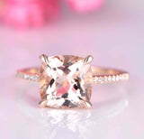 1.7ct Oval Peach Morganite Engagement Ring Accents Solitaire 14k Rose Gold Over