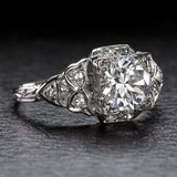 3Ct Round Cut VVS1 Diamond Vintage Antique Engagement Ring 14K White Gold Finish