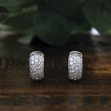 Wide 3 Row Hoop Earrings 1ct Round Cut VVS1D Diamond 14k White Gold Finish