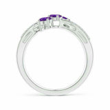 2.5ct Oval Cut Purple Amethyst Infinity Twist Style Ring 14k White Gold Finish