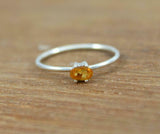 0.5ct Engagement Ring Oval Cut Yellow Citrine Minimalist 14k White Gold Finish