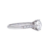 1.4ct Round Cut Diamond Engagement Ring Solitaire 14k WhiteGold Over with Accent