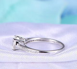 2ct Round Cut Diamond 4 Prong Solitaire with Accents Ring 18k White Gold Finish