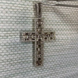 2ct Emerald Simulated Diamond Cross Jesus Pendant 14k White Gold Plated NO CHAIN
