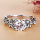 2ct Round Cut VVS1 Diamond Leaf Solitaire Engagement Ring 14k White Gold Finish