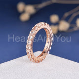 1ct Round Cut Simulated Morganite Half Eternity Wedding Band 14k RoseGold Plated
