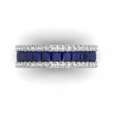 2ct Princess Cut Blue Sapphire Eternity Wedding Band Ring 14k White Gold Finish