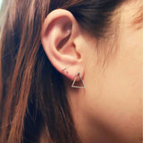 0.5ct Round Cut VVS1D Diamond Tringle Design Drop Earrings 14k White Gold Finish