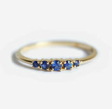 1ct Round Blue Sapphire Engagement Ring 14k Yellow Gold Over 5 Stone Minimalist