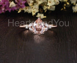 1ct Pear Cut Simulated Morganite Minimalist Engagement Ring 14k Rose Gold Plated
