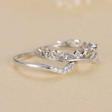 0.6ct Round Cut Diamond Engagement Ring 14k White Gold Finish Crown Bridal Set