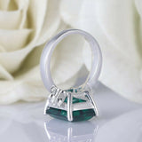 3.55ct Green Emerald Cut Diamond Petite Round Accents Ring 14k White Gold Finish