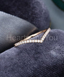 0.5ct Round Cut Moissanite Curved Stackable Wedding Band 14k Rose Gold Plated