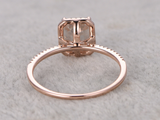 1.3ct Emerald Cut Diamond Halo Solitaire with Accents Ring 14k Rose Gold Finish