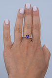 1.3ct Engagement Ring Oval Cut Purple Amethyst Hidden Halo 14k Rose Gold Finish