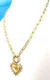 1ct Round Cut Moissanite Filled Paperclip Chain Pendant 14k Yellow Gold Plated