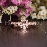 1ct Oval Cut Simulated Morganite Milgrain Engagement Ring 14k Rose Gold Plated