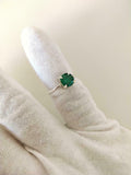 1ct Engagement Ring Round Cut Green Emerald Solitaire Women 14k WhiteGold Finish
